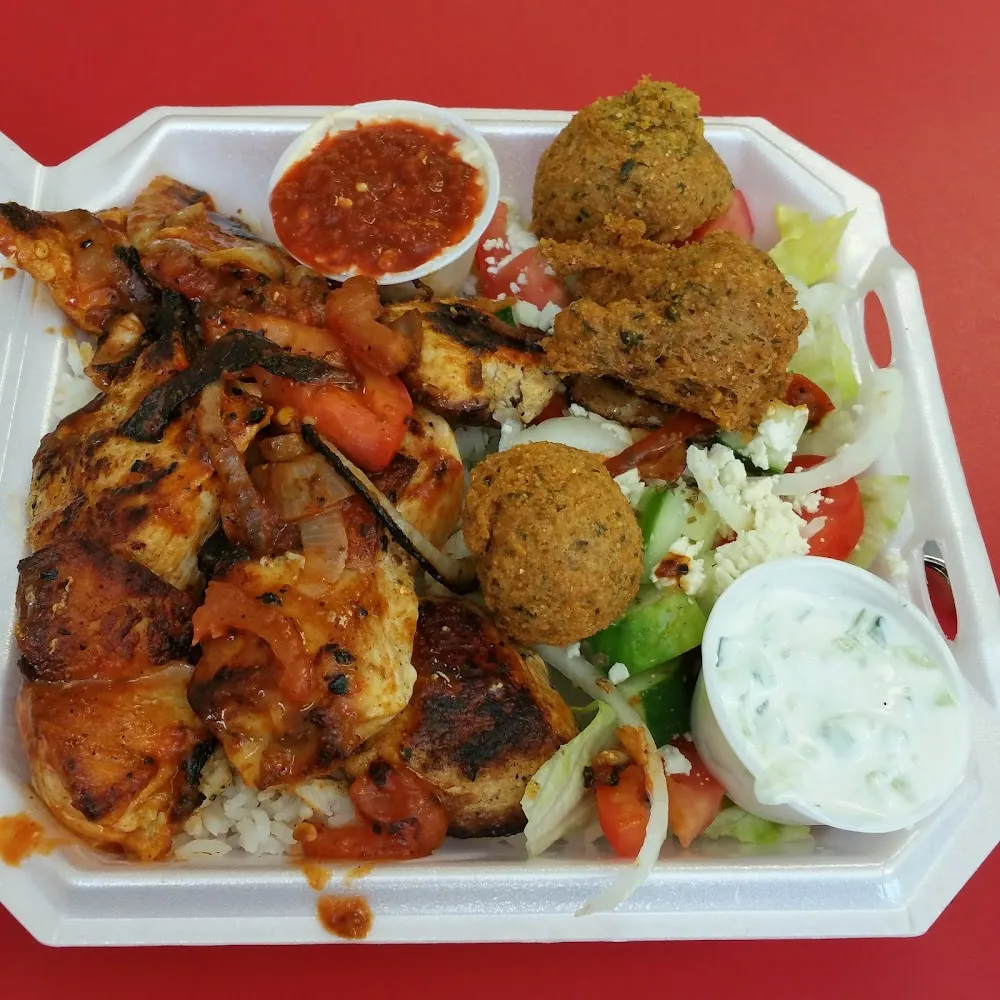 Full Size Greek Salad with Grilled Chicken Shrimp or Falafel